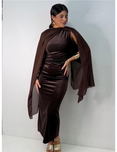 VESTIDO VIOLETA MARRON