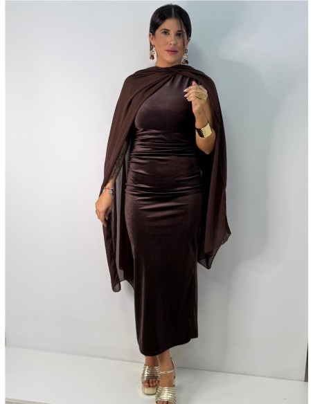 VESTIDO VIOLETA MARRON