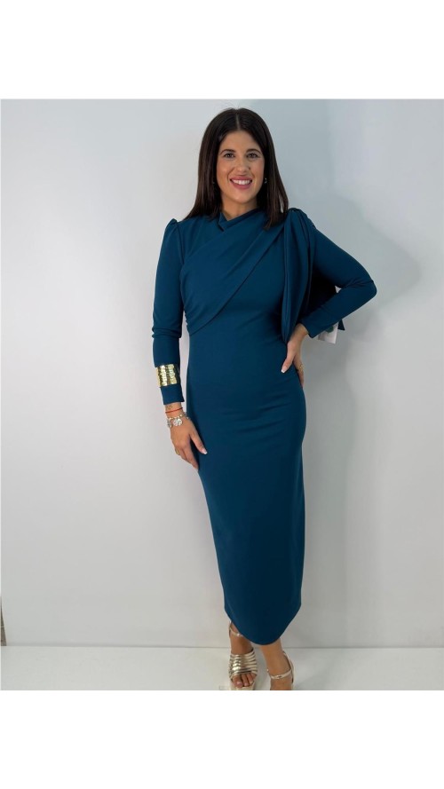 VESTIDO LAZO AZAHARA AZUL PETROLEO VESTIDO LAZO AZAHARA AZUL PETROLEO