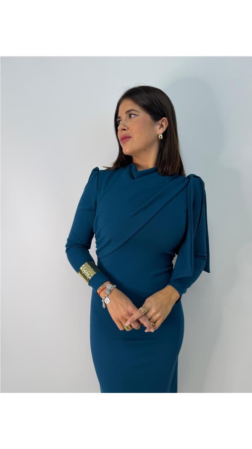 VESTIDO LAZO AZAHARA AZUL PETROLEO VESTIDO LAZO AZAHARA AZUL PETROLEO