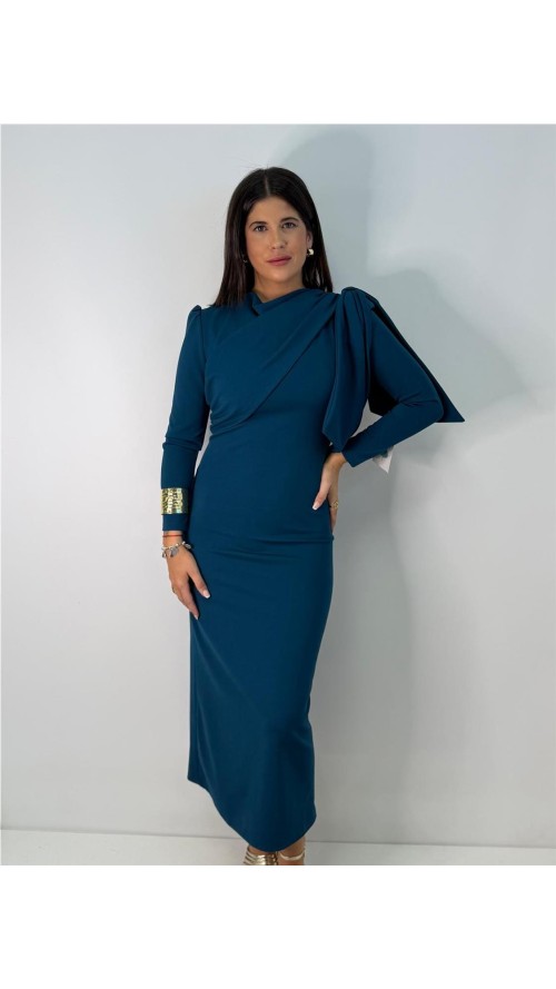 VESTIDO LAZO AZAHARA AZUL PETROLEO VESTIDO LAZO AZAHARA AZUL PETROLEO