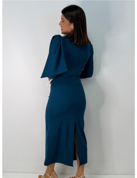 VESTIDO LAZO AZAHARA AZUL PETROLEO