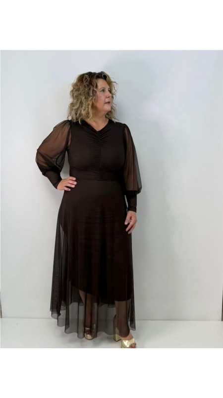 VESTIDO INDIRA MARRON
