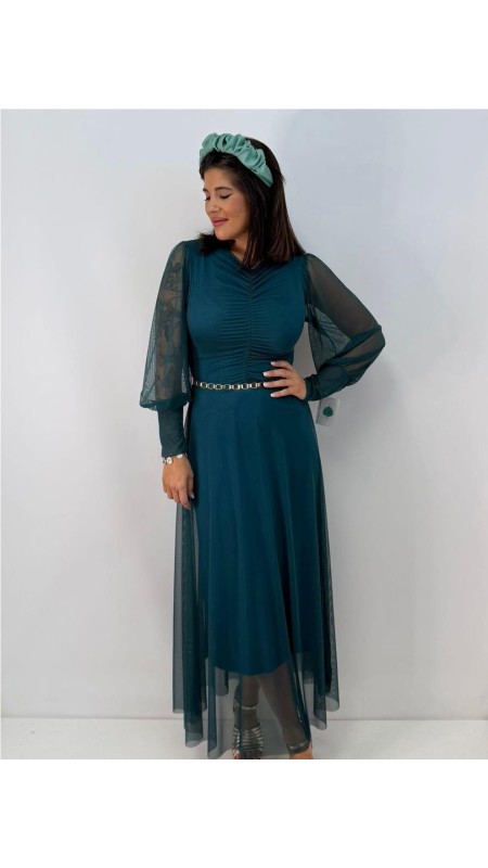 VESTIDO INDIRA AZUL PETROLEO 2