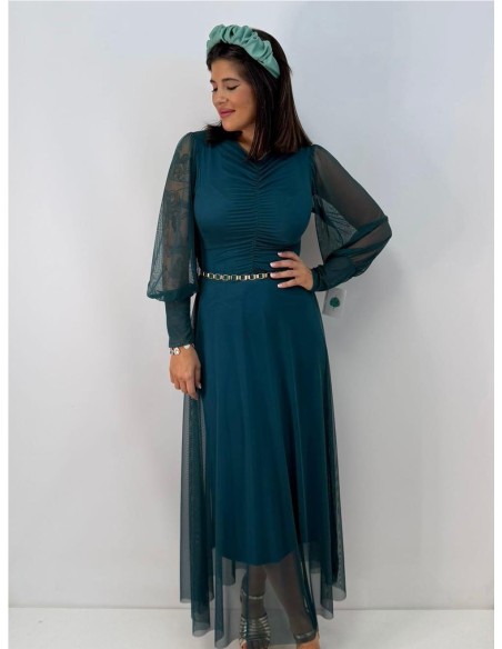 VESTIDO INDIRA AZUL PETROLEO