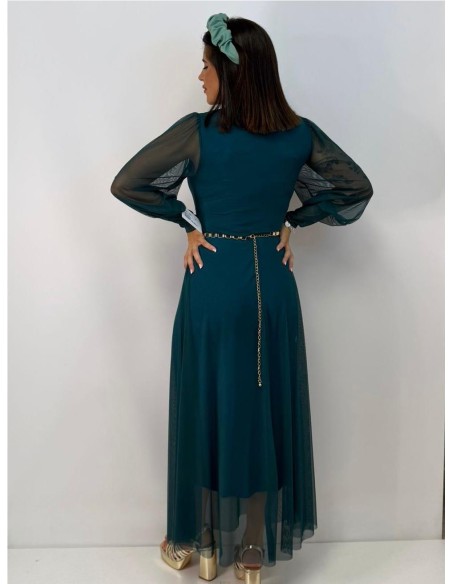 VESTIDO INDIRA AZUL PETROLEO