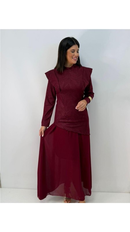 VESTIDO ZAMORA BURDEOS 2