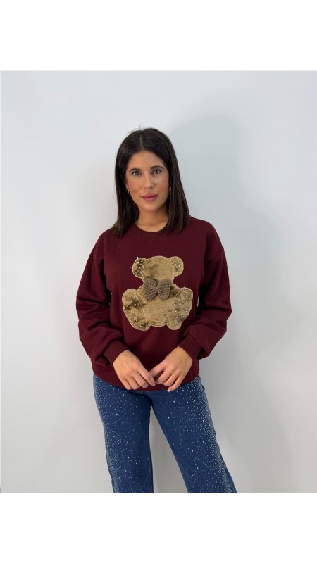 SUDADERA OSO BURDEOS