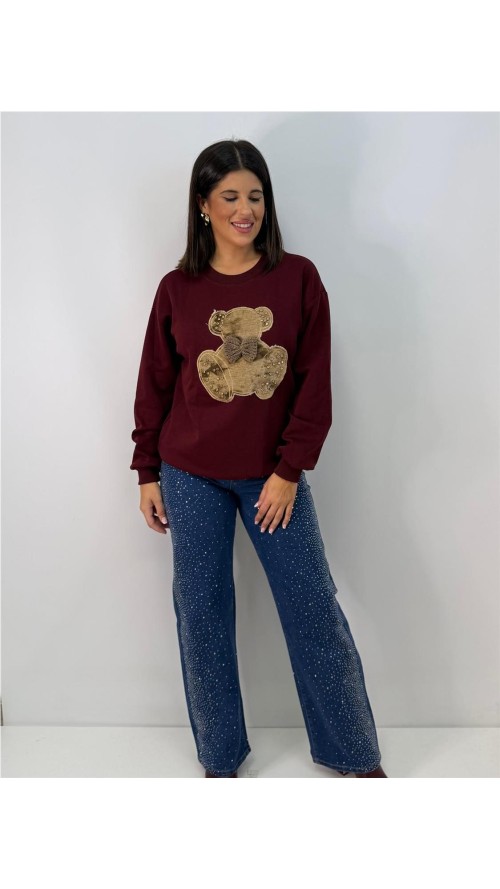SUDADERA OSO BURDEOS SUDADERA OSO BURDEOS