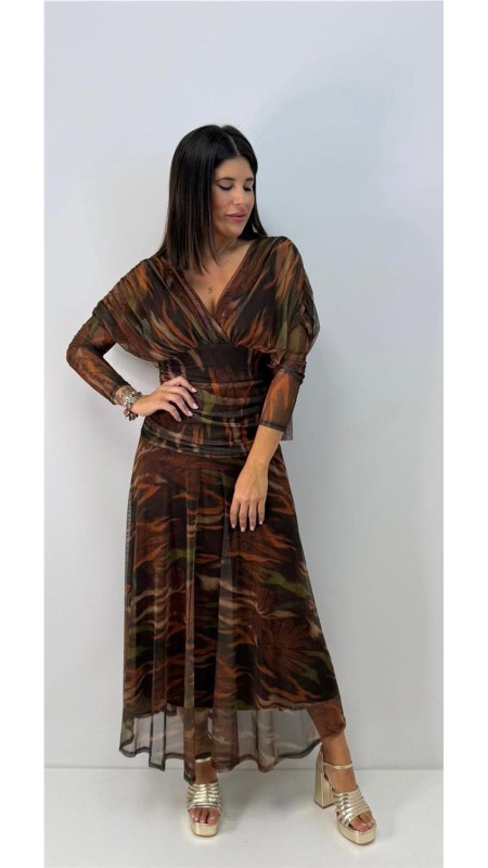 VESTIDO AZUCENA MARRON