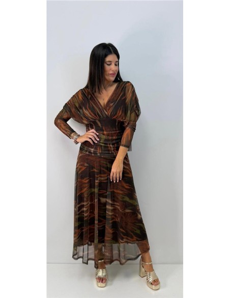 VESTIDO AZUCENA MARRON