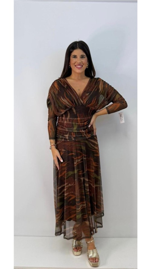 VESTIDO AZUCENA MARRON