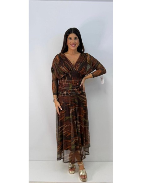 VESTIDO AZUCENA MARRON