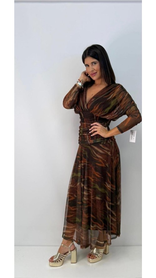 VESTIDO AZUCENA MARRON