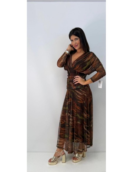 VESTIDO AZUCENA MARRON