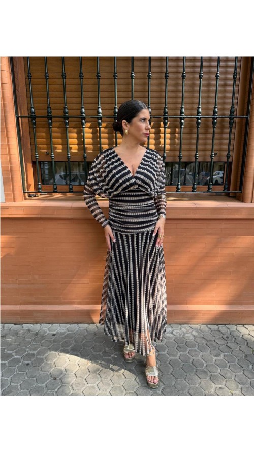 VESTIDO CARMEN ESTAMPADO NEGRO