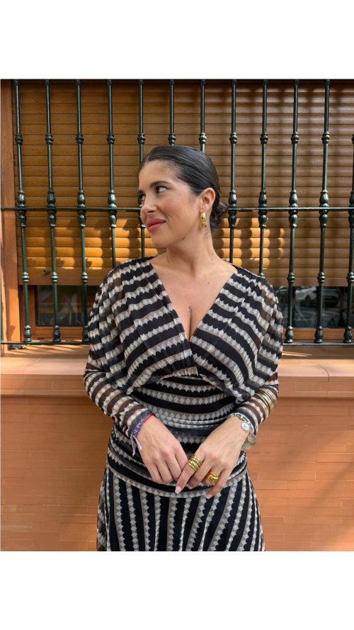 VESTIDO CARMEN ESTAMPADO NEGRO