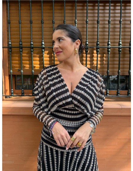 VESTIDO CARMEN ESTAMPADO NEGRO