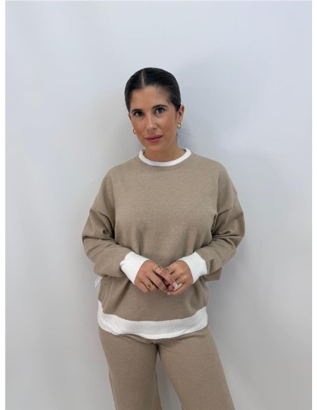 CONJUNTO BICOLOR TAUPE
