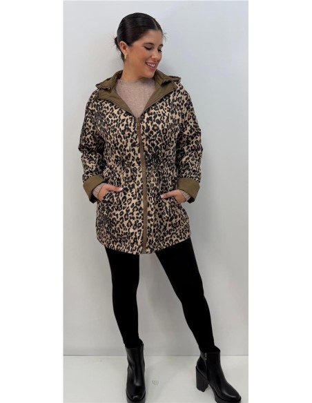 CHAQUETA REVERSIBLE PRINT MARRON