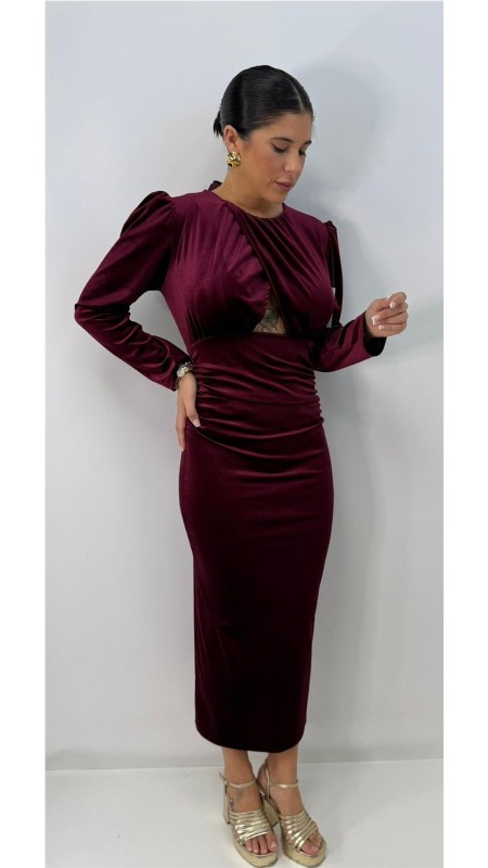 VESTIDO HERMION BURDEOS