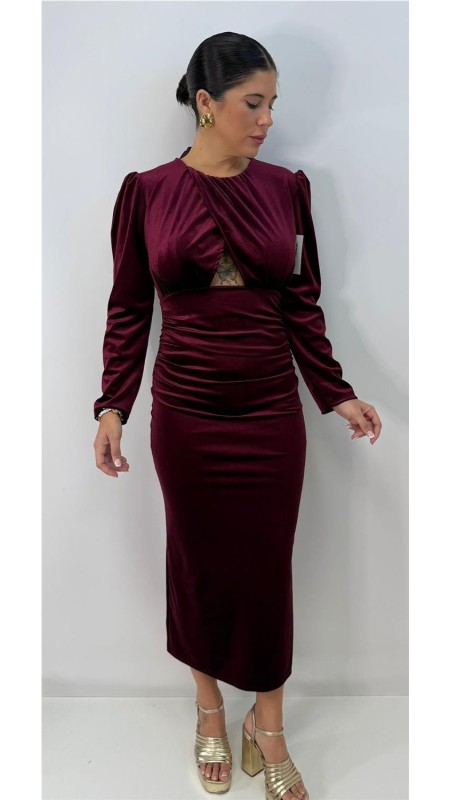 VESTIDO HERMION BURDEOS 2