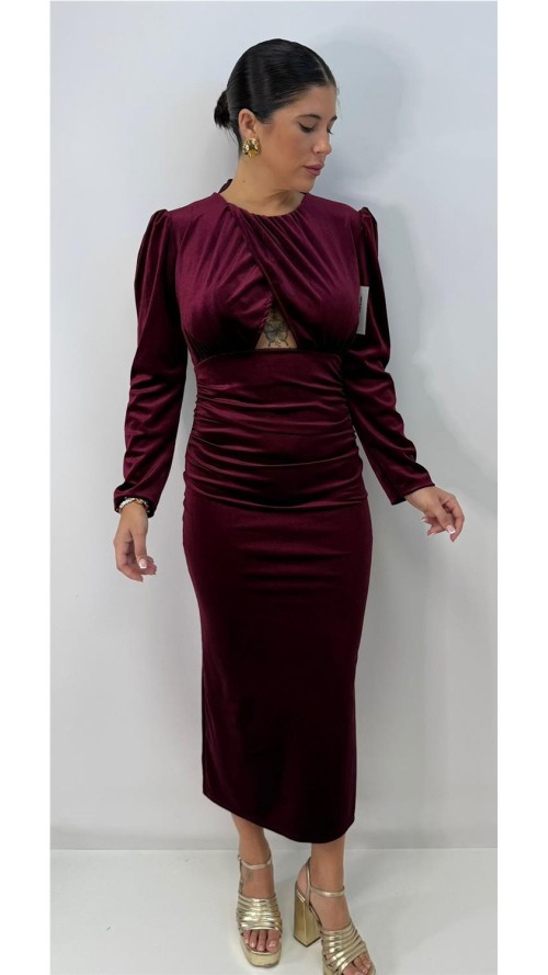 VESTIDO HERMION BURDEOS