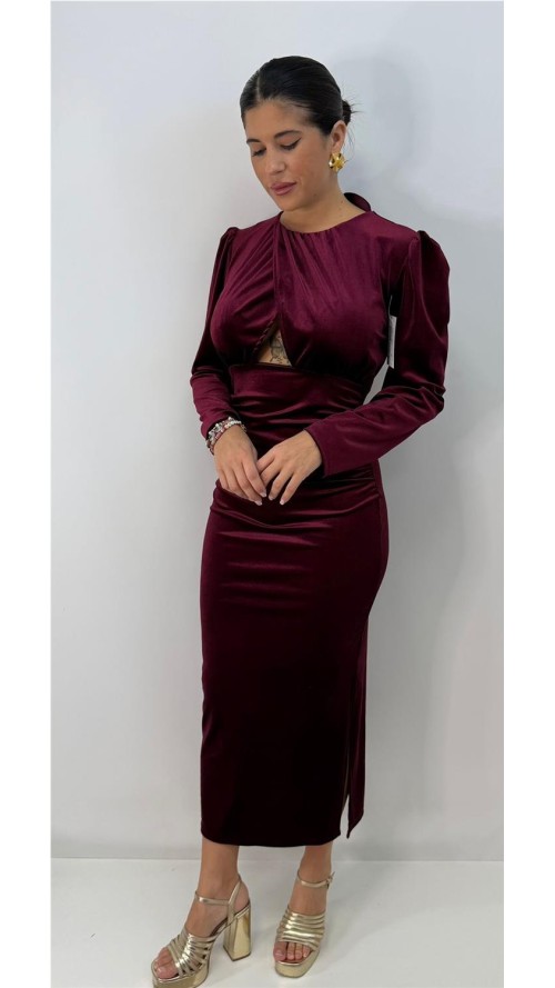 VESTIDO HERMION BURDEOS