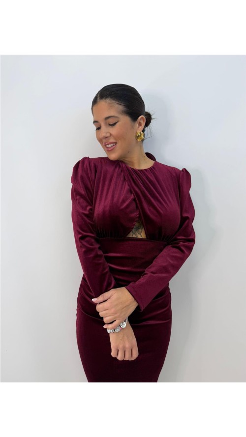 VESTIDO HERMION BURDEOS