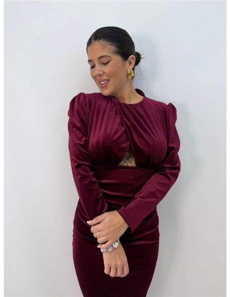 VESTIDO HERMION BURDEOS