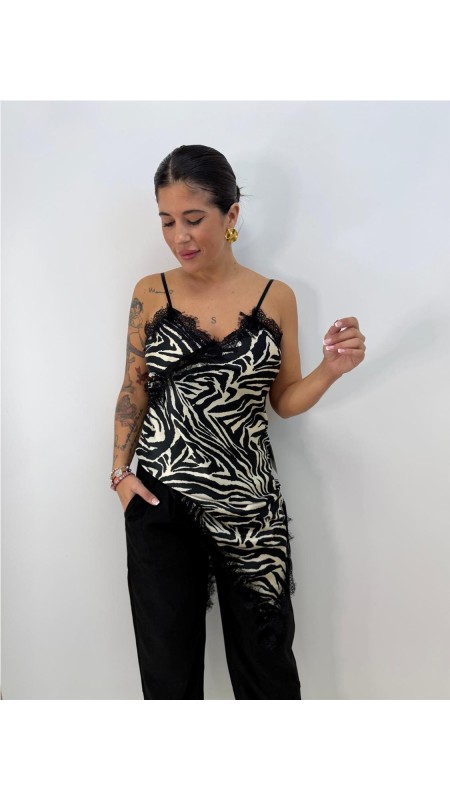 VESTIDO LENCERO ANIMAL PRINT NEGRO