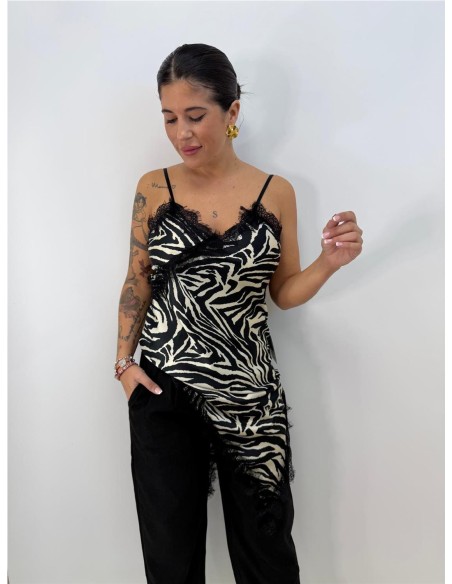 VESTIDO LENCERO ANIMAL PRINT NEGRO