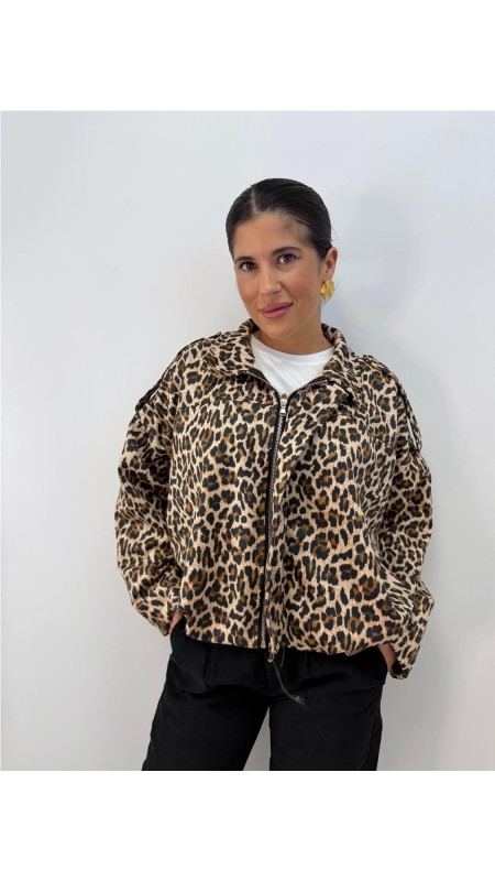 CHAQUETA ANIMAL PRINT MARRON