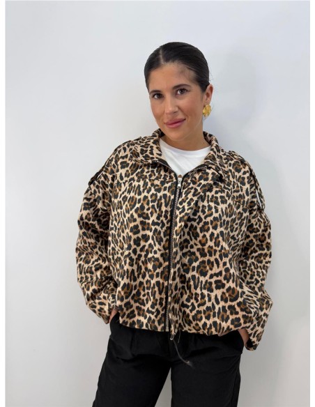 CHAQUETA ANIMAL PRINT MARRON