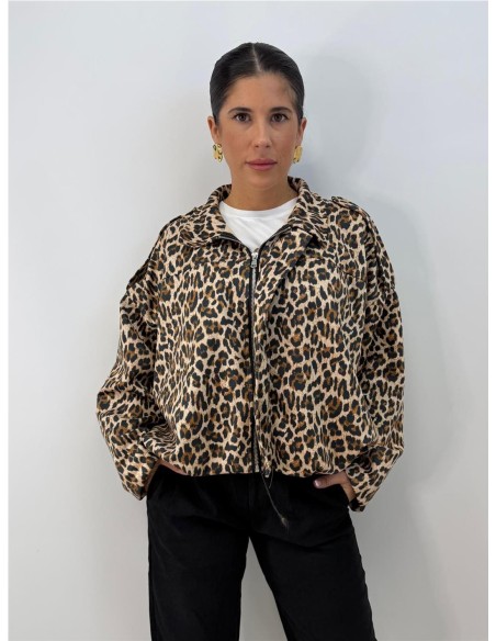 CHAQUETA ANIMAL PRINT MARRON