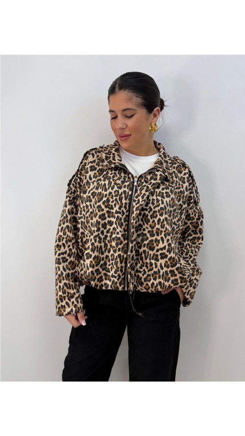 CHAQUETA ANIMAL PRINT MARRON CHAQUETA ANIMAL PRINT MARRON