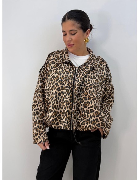 CHAQUETA ANIMAL PRINT MARRON