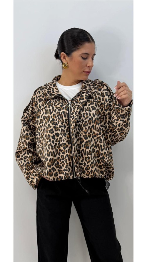 CHAQUETA ANIMAL PRINT MARRON CHAQUETA ANIMAL PRINT MARRON