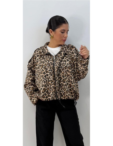 CHAQUETA ANIMAL PRINT MARRON