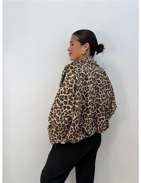 CHAQUETA ANIMAL PRINT MARRON