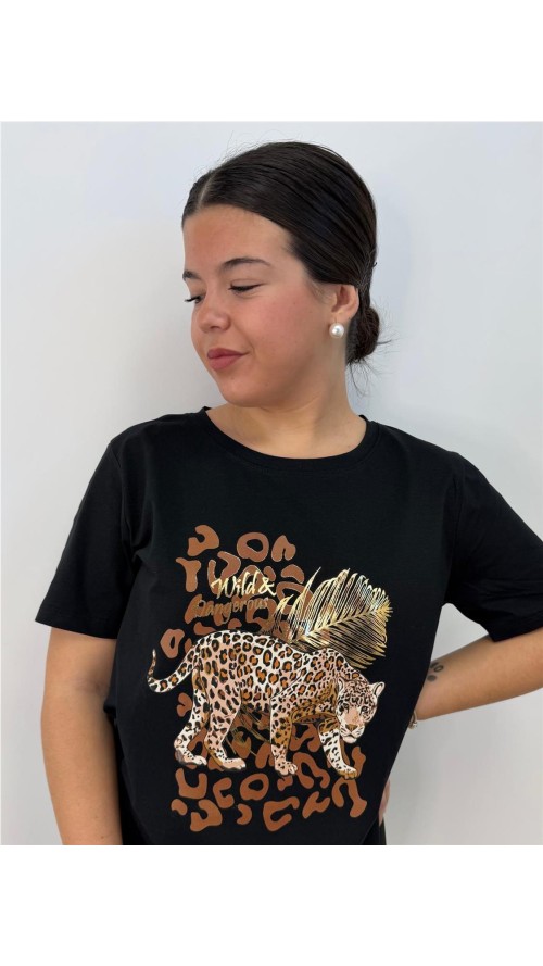 CAMISETA LEOPRADO NEGRO CAMISETA LEOPRADO NEGRO