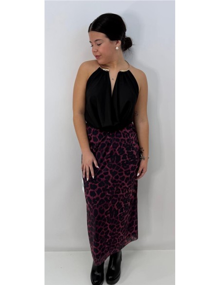 FALDA OLIVIA BURDEOS