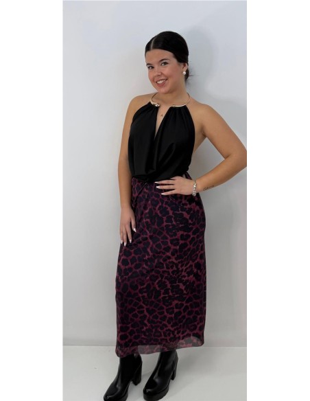 FALDA OLIVIA BURDEOS