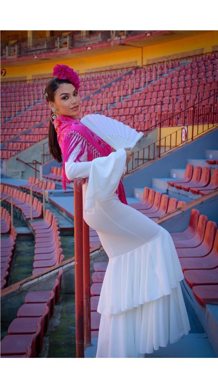 VESTIDO DE FLAMENCA TOLEDO BLANCO 2