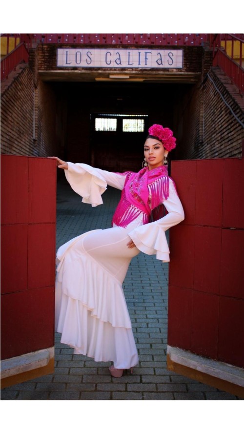 VESTIDO DE FLAMENCA TOLEDO BLANCO