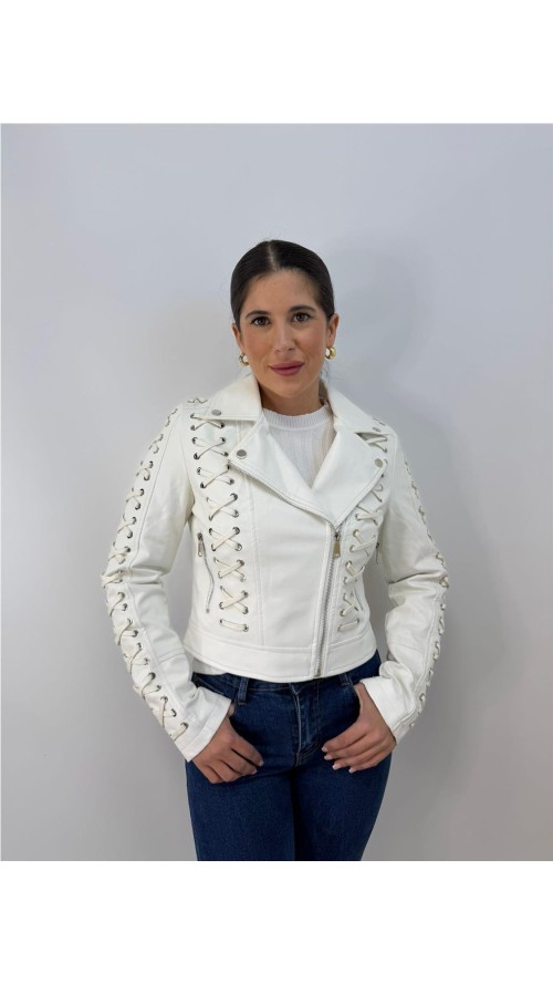 CHAQUETA DE CUERO BLANCO