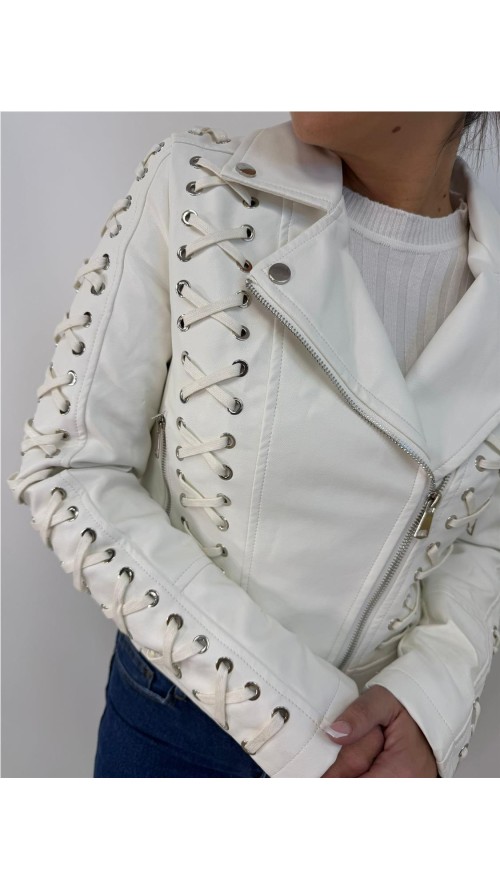 CHAQUETA DE CUERO BLANCO