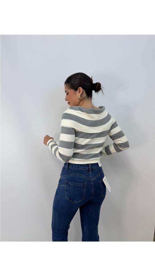 JERSEY RAYAS GRIS