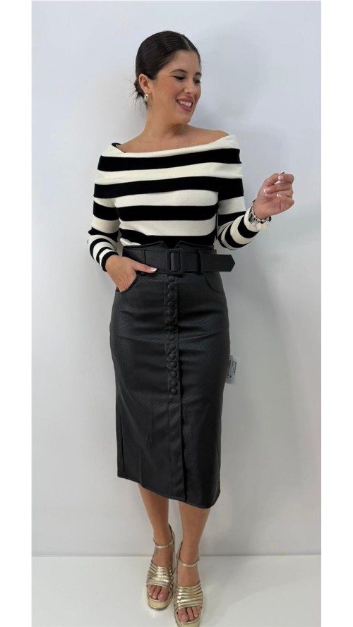 FALDA ABOTONADA NEGRO