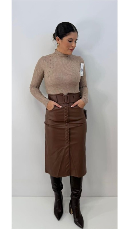 FALDA ABOTONADA MARRON 2